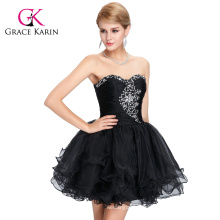 Grace Karin Strapless Sweetheart Beaded Sexy Short Black Homecoming Dresses CL6077-2